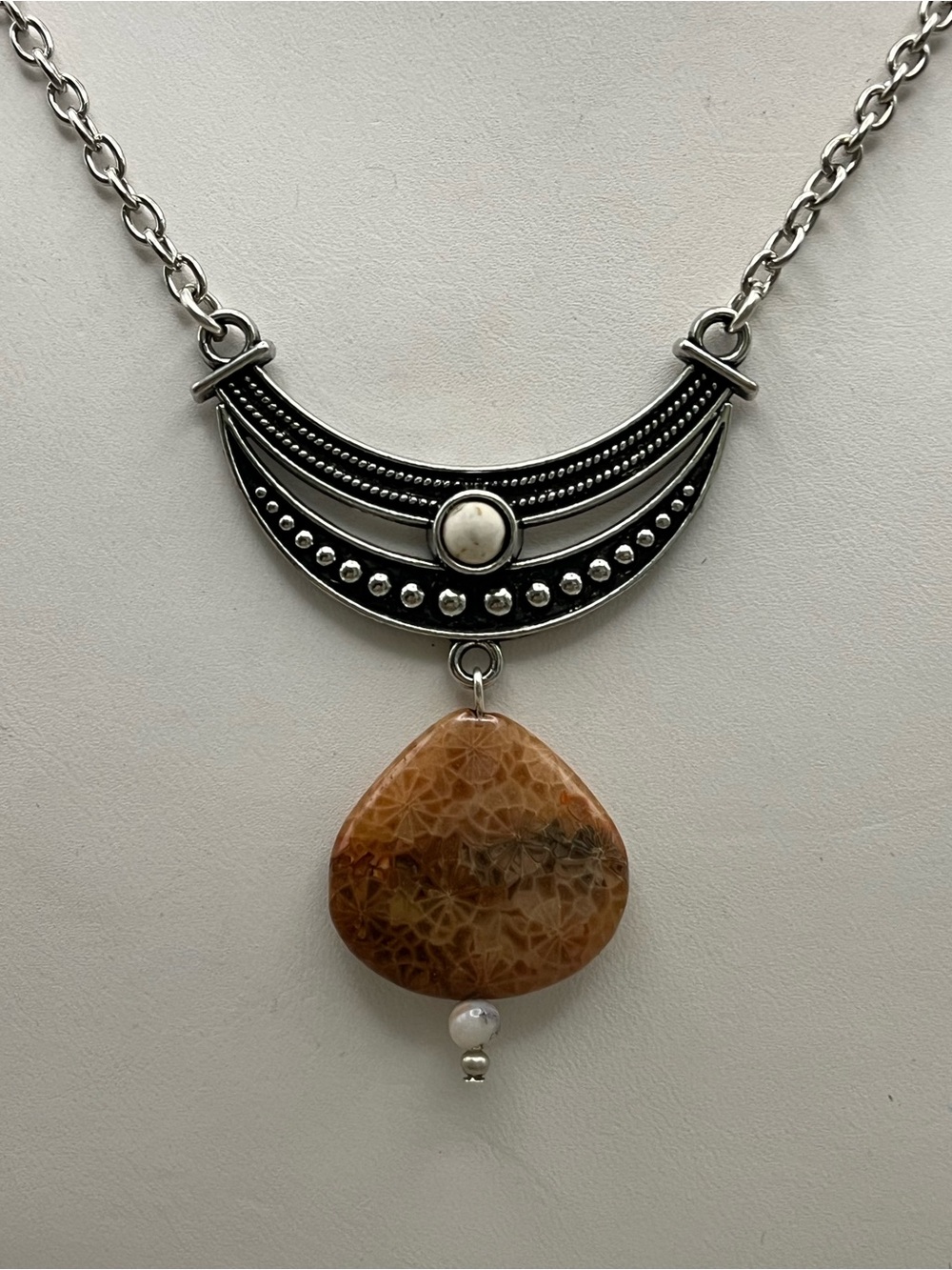 Stunning Boho Southwestern Fossil Statement Necklace